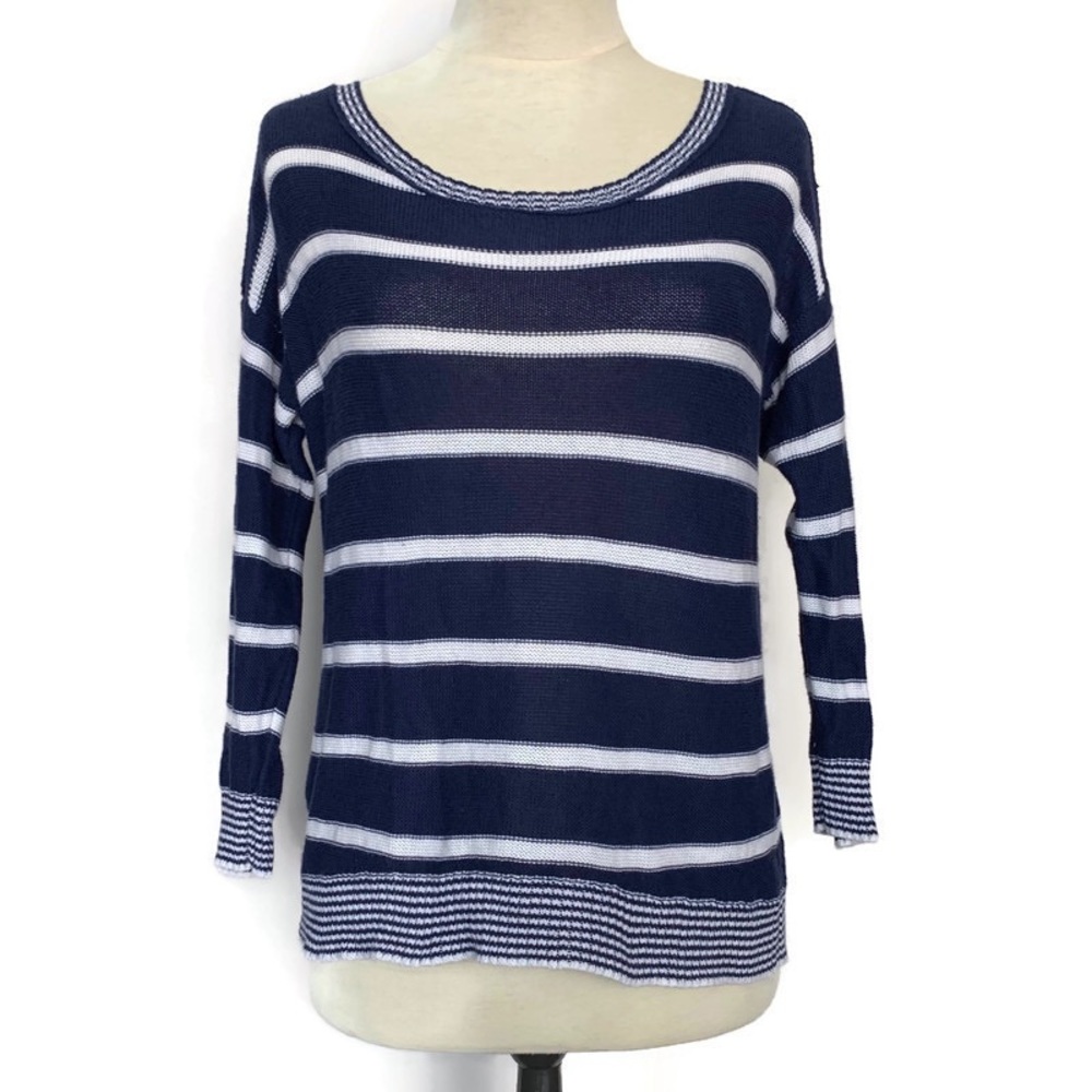 ☘️5 for $25☘️ American Eagle Striped Crop Sweater Blue White XSmall